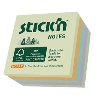 Miljö Notiskub 240 blad 51x51mm 5 färger